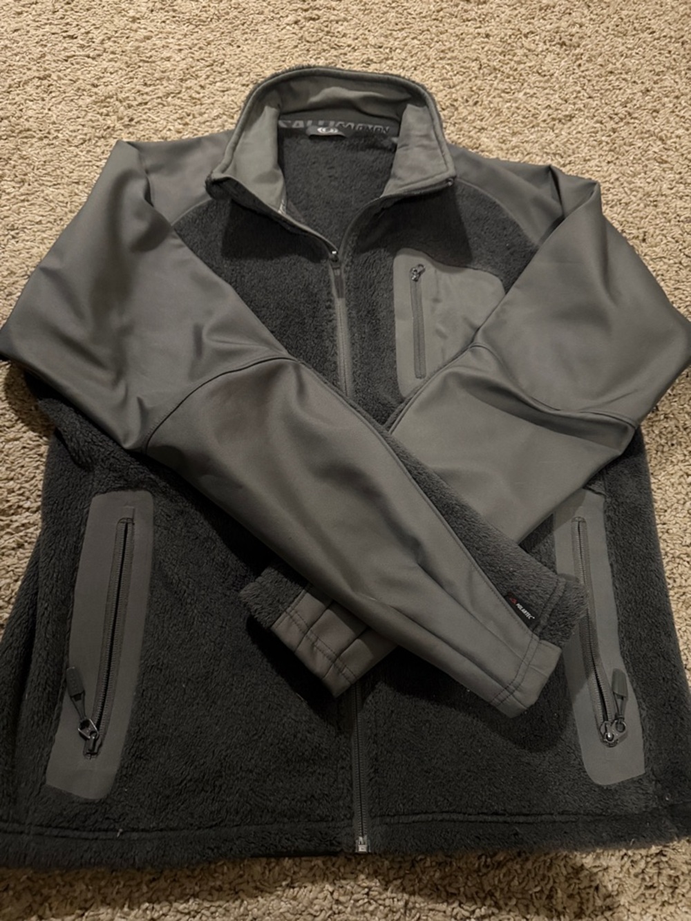 Salomon Men's Charcoal Fleece and Softshell Hybrid Jacket